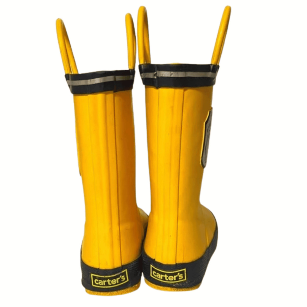 Carter's Yellow Fireman Rain Boots Toddler Size 6 Rubber Waterproof Kids - Picture 5 of 8
